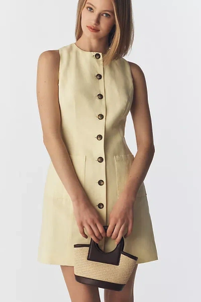 Aligne Leah Linen Sleeveless Mini Dress In Yellow