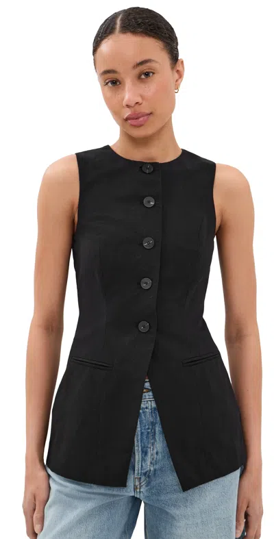 Aligne Leo Linen Mix Waistcoat Black