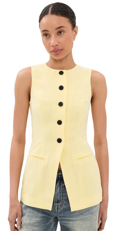 Aligne Leo Linen Mix Waistcoat Butter Yellow In Brown