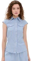 Aligne Leyton Stripe Top Blue In Blue