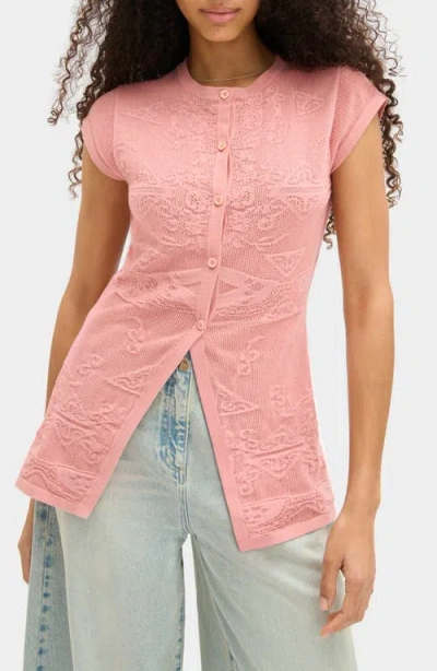Aligne Lisbeth Knit Longline Waistcoat In Pink