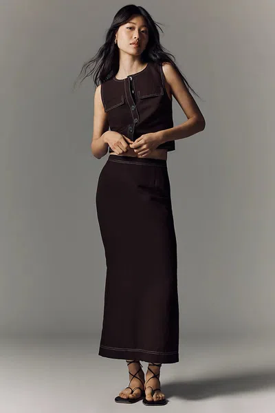 Aligne Mia Linen Maxi Skirt In Black