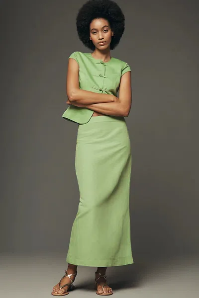Aligne Mia Linen Maxi Skirt In Green