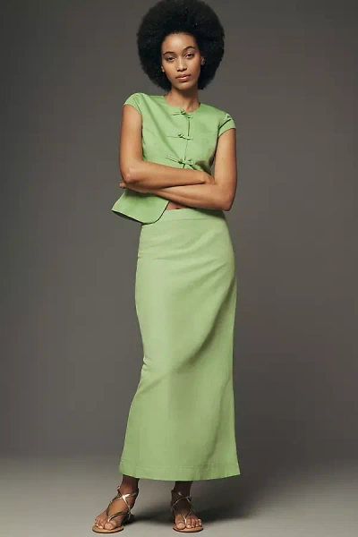 Aligne Mia Linen-blend Maxi Skirt In Green