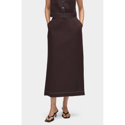 Aligne Mia Topstitch Detail Skirt In Brown