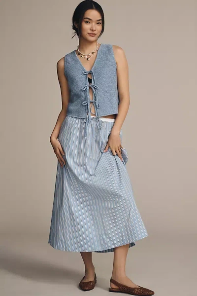 Aligne Mico Poplin Drawstring Midi Skirt In Blue