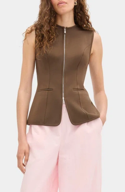 Aligne Miguel Zip Ponte Vest In Brown