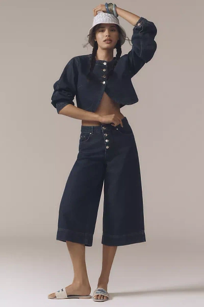 Aligne Miles Mid-rise Denim Culotte Pants In Blue