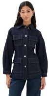 Aligne Milly Waisted Denim Jacket Indigo In Indigo