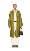 Aligne Mountain Leather Coat In Green
