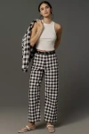 Aligne Ned Check Barrel Trousers Pants In Black