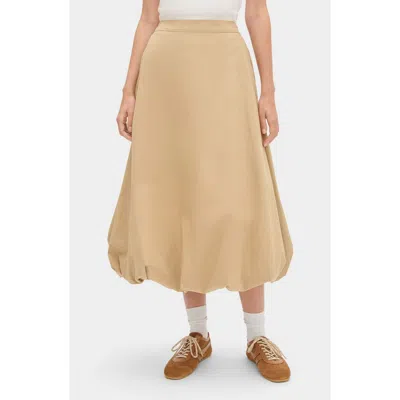 Aligne Nola Organic Cotton Bubble Midi Skirt In Brown