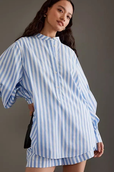 Aligne Normandie Balloon-sleeve Cotton Shirt In Blue