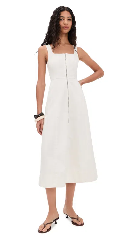 Aligne Paisley Denim Midi Dress Ecru In White