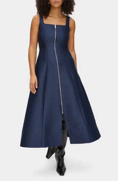 Aligne Paisley Satin Midi Dress In Blue