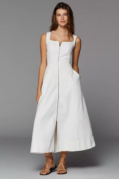 Aligne Paisley Sleeveless Zip-front Maxi Dress In White
