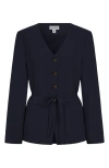 Aligne Parker Collarless Jacket In Blue
