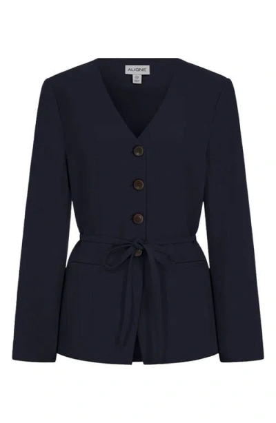 Aligne Parker Collarless Jacket In Blue