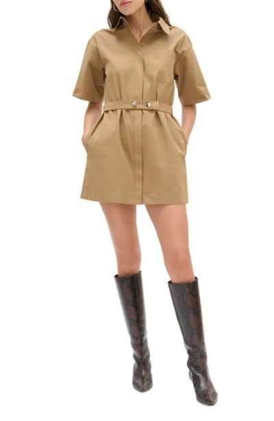 Aligne Reign Organic Cotton Shirtdress In Brown