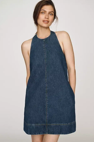 Aligne Sandy Cotton Mini Halter Dress In Blue
