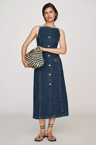 Aligne Santiago Denim Button-front Midi Dress In Blue