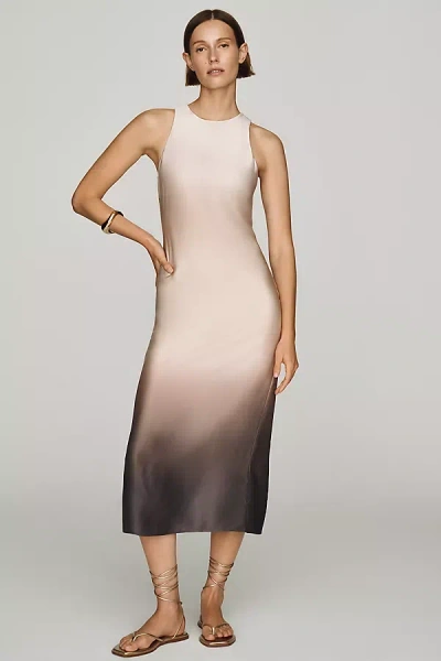 Aligne Satin Ombré Midi Dress In White