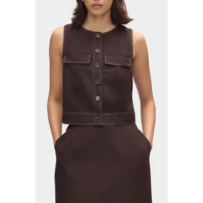 Aligne Summer Linen Mix Waistcoat In Brown