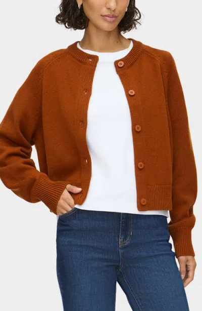 Aligne Tania Merino Wool & Cotton Cardigan In Brown