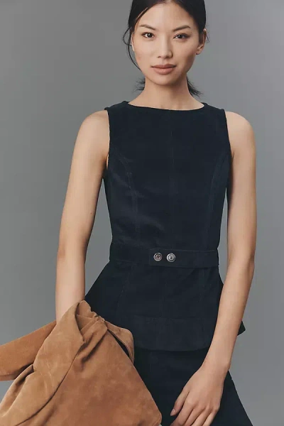 Aligne Trish Corduroy Belted Top In Blue