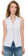Aligne Whim Collared Zip-front Denim Vest Top