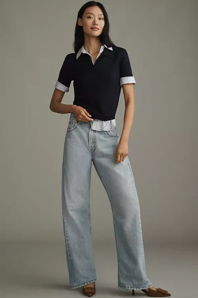 Aligrace High-rise Barrel Jeans In Black