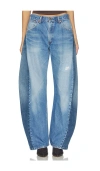 Aligrace Two Tone Barrel Jeans In Blue