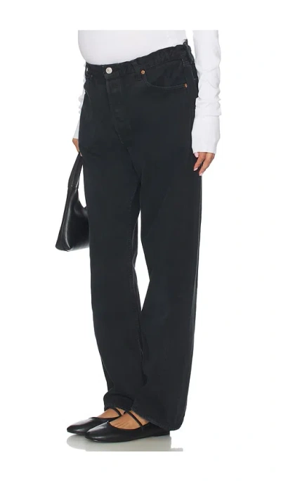 Aligrace Vintage Maternity Baggy Jeans In Black
