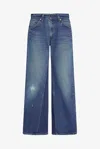Aligrace Women's Vintage Girlfriend Utility Jeans In Medium Dark Wash In Multi