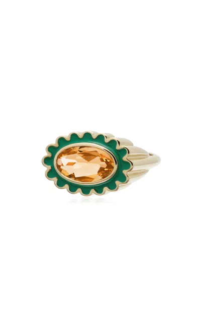 Aliita Margarita Citrino 18kt Yellow Gold Ring In Green