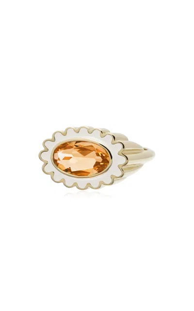 Aliita 18k Yellow Gold Margarita Enamel Ring In White