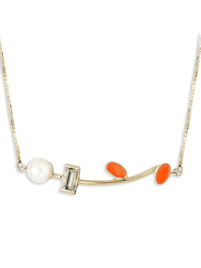 Aliita 18k Yellow Gold Petalos Citrine And Pearl Necklace In Multicolor