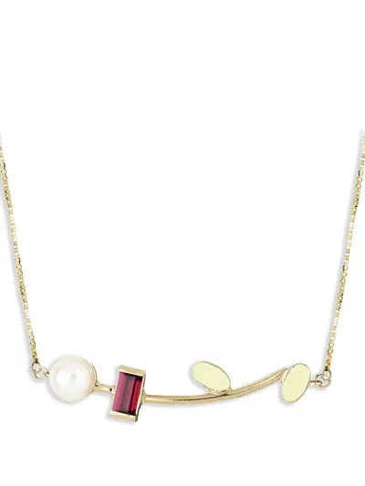 Aliita 18k Yellow Gold Petalos Citrine And Pearl Necklace In Multicolor
