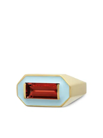 Aliita 9k Deco Maxi Enamelled Detail Ring In Gold