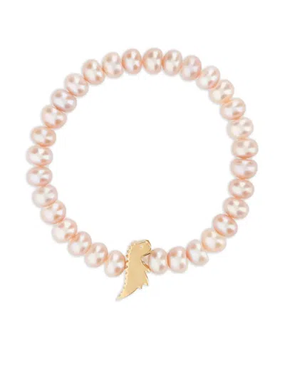 Aliita 9k黄金恐龙吊饰珍珠手链 In Pink