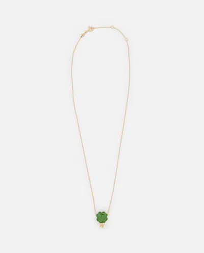 Aliita 9k Gold Clover Necklace In Green
