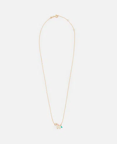 Aliita 9k Gold Unicornio Enamel Necklace In White