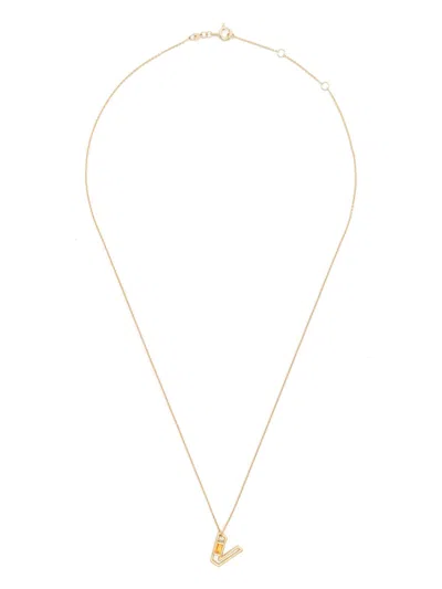 Aliita 9k Yellow Gold Letra V Citrine Necklace