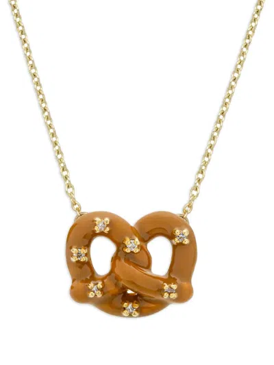 Aliita 9k Yellow Gold Pretzel Brillante Diamond Necklace