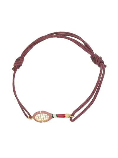 Aliita 9k Yellow Gold Tennis-racket Bracelet In Brown