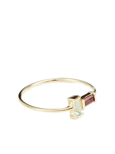 Aliita 9k Yellow Gold You And Me Aquamarine Ring