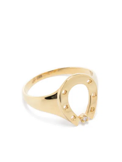 Aliita 9k黄金 Horseshoe 钻石马戒指 In Gold