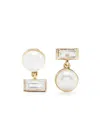 Aliita 9kt Yellow Gold Perla Baguette Pearl And Amethyst Earrings In White