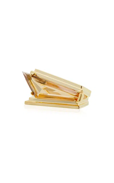 Aliita Alma 9k Yellow Gold Citrine Ring In Orange