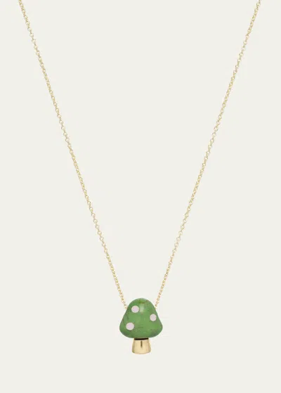 Aliita Amanita Turquoise Pendant Necklace In 9k Gold In Green